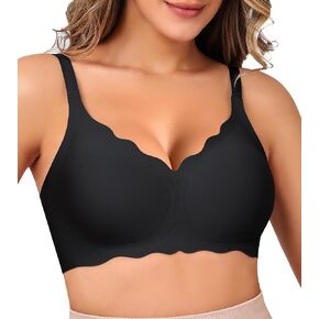 Wireless Bras for Women, Seamless Scalloped V-Neck Push Up Full Coverage Bra, Comfort Everyday Sport Bralette in Kuwait