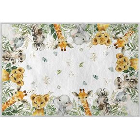 Artoid Mode Animals Elephant Giraffe Baby Shower Area Rug, Spring Birthday Home Decor Low-Profile Washable Area Rugs for Entryway Bedroom Living Room Laundry Room Indoor 5x7 Feet in Saudi Arabia