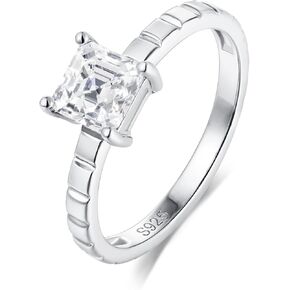 1 Carat Color-D VVS1 Clarity Moissanite Princess-Cut Engagament Rings, Gold/White Gold Plated Solid 925 Sterling Silver, Christmas Anniversary Wedding Valentine's Day Jewelry for Her/Him in Saudi Arabia