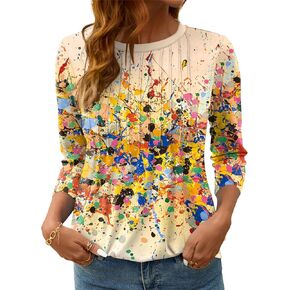 LOMON Women's 3/4 Length Sleeve Tops Crew Neck Dressy Casual Blouses Summer Tees Shirts in Saudi Arabia