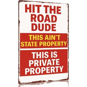 Hit The Road Dude - لافتة معدنية عتيقة من الألومنيوم للملكية الخاصة - ديكور حائط مضحك مقاس 12x8 بوصة للمنزل in Kuwait