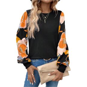 SOLY HUX Women's Floral Long Sleeve Tops Crew Neck Boho Printed Blouse Teacher Shirts Fall Clothes in Saudi Arabia