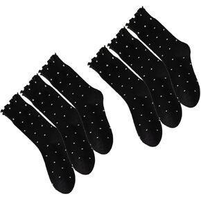 CWB&ADB 3 pairs of 9-11 women's polka dot pleated ankle socks, cute lotus leaf pleated ankle socks in Saudi Arabia