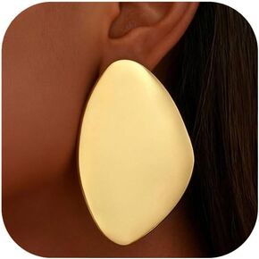 Gold Statement Earrings for Women Chunky Gold Earrings Big Chunky Irregular Geometric Drop Dangle Oval Round Trendy Jewelry for Wedding Party Dinner Anniversary in Saudi Arabia