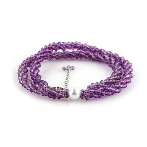 CRYSTALIS Natural Pyrite Enchanting Beads Twisted Rope Choker Necklace with Elegant Pearl, Beaded Crystals, Chakra Healing Gemstone, Gift Giving Women Jewelry, 925 Sterling Silver 18 inch in Kuwait