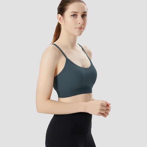 Women's Padded Wireless Adjustable Thin Straps Y-Back Workout Yoga Sports Bra in Saudi Arabia