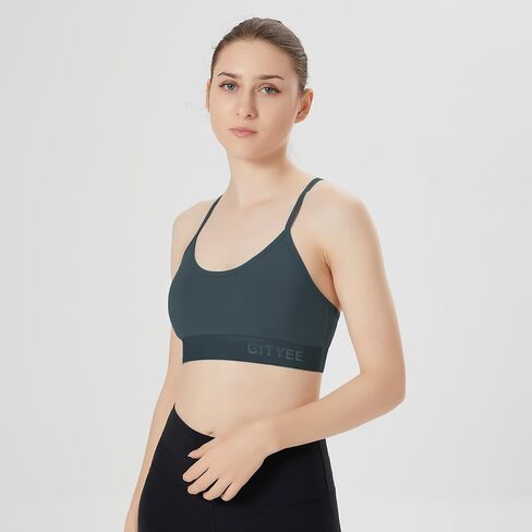Women's Padded Wireless Adjustable Thin Straps Y-Back Workout Yoga Sports Bra in Saudi Arabia