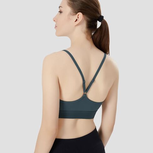 Women's Padded Wireless Adjustable Thin Straps Y-Back Workout Yoga Sports Bra in Saudi Arabia