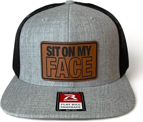 Sit on My Face hat Funny Daddy Joke Trucker hat, Laser Engraved Vegan Leather Patch, Richardson 112 Snapback in Saudi Arabia