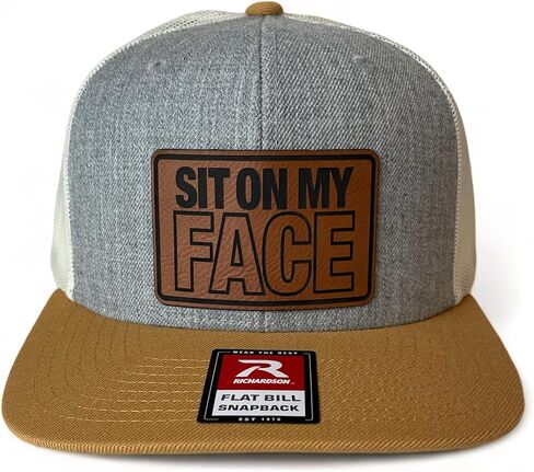 Sit on My Face hat Funny Daddy Joke Trucker hat, Laser Engraved Vegan Leather Patch, Richardson 112 Snapback in Saudi Arabia