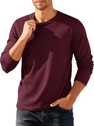 TACVASEN Mens Long Sleeve Tee Shirts Moisture Wicking Casual Crew Neck Soft Plain Basics Long Sleeve Tshirts in Saudi Arabia