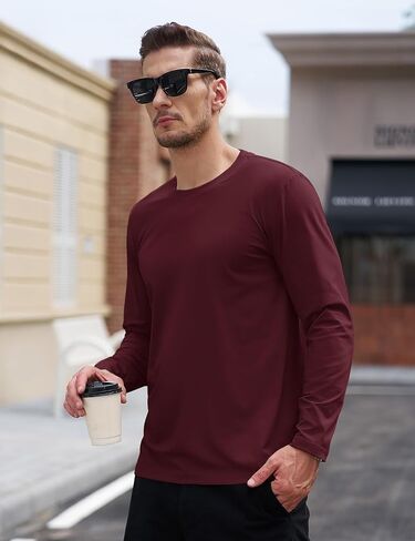 TACVASEN Mens Long Sleeve Tee Shirts Moisture Wicking Casual Crew Neck Soft Plain Basics Long Sleeve Tshirts in Saudi Arabia