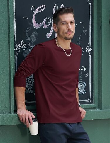 TACVASEN Mens Long Sleeve Tee Shirts Moisture Wicking Casual Crew Neck Soft Plain Basics Long Sleeve Tshirts in Saudi Arabia