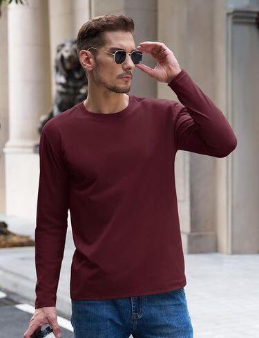 TACVASEN Mens Long Sleeve Tee Shirts Moisture Wicking Casual Crew Neck Soft Plain Basics Long Sleeve Tshirts in Saudi Arabia