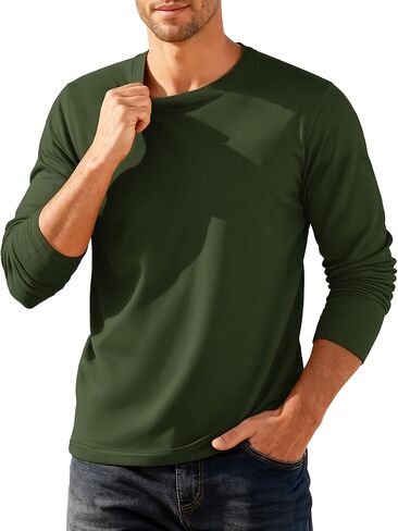 TACVASEN Mens Long Sleeve Tee Shirts Moisture Wicking Casual Crew Neck Soft Plain Basics Long Sleeve Tshirts in Saudi Arabia