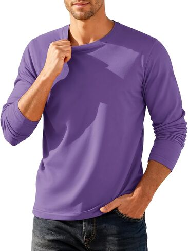 TACVASEN Mens Long Sleeve Tee Shirts Moisture Wicking Casual Crew Neck Soft Plain Basics Long Sleeve Tshirts in Saudi Arabia