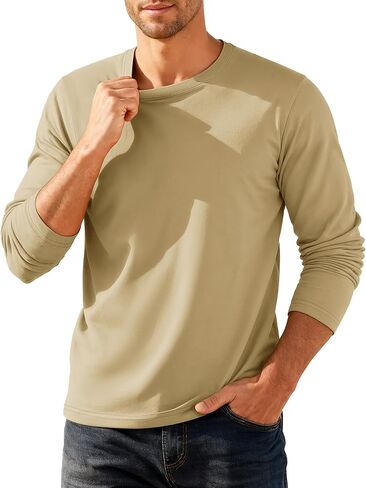 TACVASEN Mens Long Sleeve Tee Shirts Moisture Wicking Casual Crew Neck Soft Plain Basics Long Sleeve Tshirts in Saudi Arabia