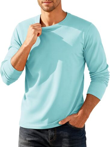 TACVASEN Mens Long Sleeve Tee Shirts Moisture Wicking Casual Crew Neck Soft Plain Basics Long Sleeve Tshirts in Saudi Arabia