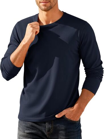 TACVASEN Mens Long Sleeve Tee Shirts Moisture Wicking Casual Crew Neck Soft Plain Basics Long Sleeve Tshirts in Saudi Arabia
