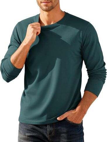 TACVASEN Mens Long Sleeve Tee Shirts Moisture Wicking Casual Crew Neck Soft Plain Basics Long Sleeve Tshirts in Saudi Arabia