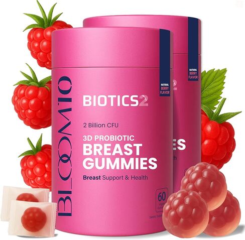 Bloom10 Breast Gummies for Women Bust Support & Health MAX Formula PLUS 2x Billion Probiotics 5x Herbal Supplements Fenugreek, Saw Palm, Wild Yam, 4x Vitamins for BBL Curves | Sugar-Free Vegan 60ct in Saudi Arabia