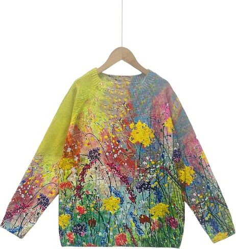 Women's Christmas Pullover Sweater Long Sleeve Oversized Printed Cute Crewneck Knitted Top 2026 Trendy Fashion in Saudi Arabia