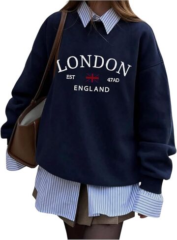 SOLY HUX Women's Crewneck Sweatshirt Letter Graphic Long Sleeve Tops Fall Preppy Clothes in Saudi Arabia