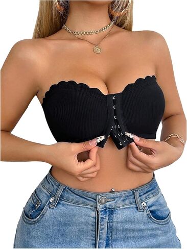 SweatyRocks Women's Front Closure Strapless Bra Wireless Bandeau Bras Tube Top Bralettes in Saudi Arabia