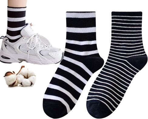 CHUNFO Womens Classic Striped Ankle Socks, Soft Comfortable Stylish,Everyday Wear Size5-8.5 in Saudi Arabia