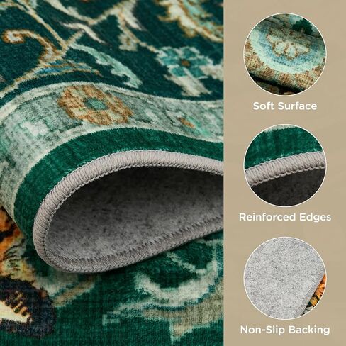 Joydeco Tiger Print قابل للغسل 8 × 10 سجاد لغرفة المعيشة، سجاد منطقة الفهد الأخضر بوهو لغرفة النوم الجمالية، سجادة أرضية كبيرة غير قابلة للانزلاق لغرفة الطعام والمكتب وغرفة اللعب والنوم in Kuwait