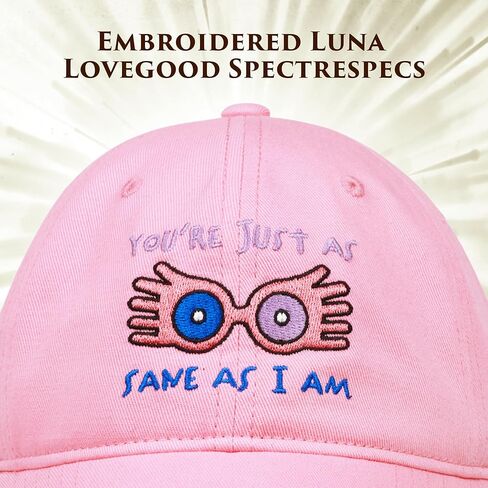 Harry Potter Baseball Cap, Luna Glasses Spectrespecs Chenille Adult Adjustable Snapback Hat with Curved Brim, Pink, One Size in Saudi Arabia