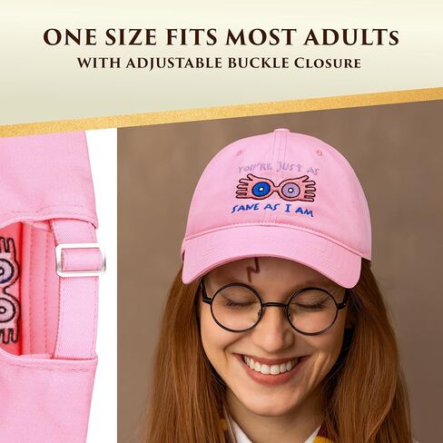 Harry Potter Baseball Cap, Luna Glasses Spectrespecs Chenille Adult Adjustable Snapback Hat with Curved Brim, Pink, One Size in Saudi Arabia