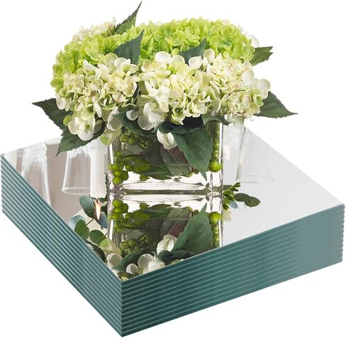 JAMBALAY 8" Square Mirror Centerpieces for Tables, Glass Mirror Plates for Table Centerpieces, Mirror Tray for Wedding & Party Decorations, 2mm Set of 12 Mirror Table Centerpieces for Tables in Saudi Arabia
