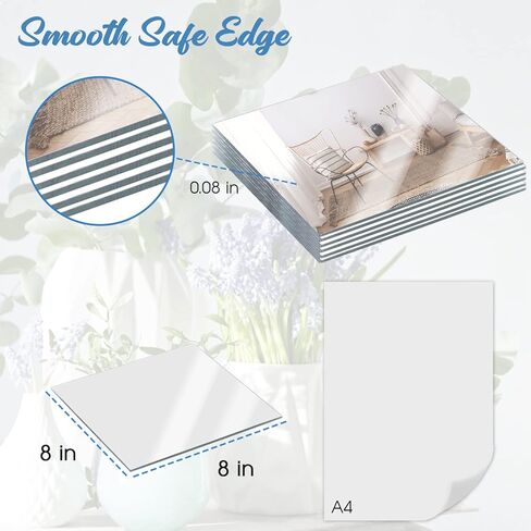 JAMBALAY 8" Square Mirror Centerpieces for Tables, Glass Mirror Plates for Table Centerpieces, Mirror Tray for Wedding & Party Decorations, 2mm Set of 12 Mirror Table Centerpieces for Tables in Saudi Arabia