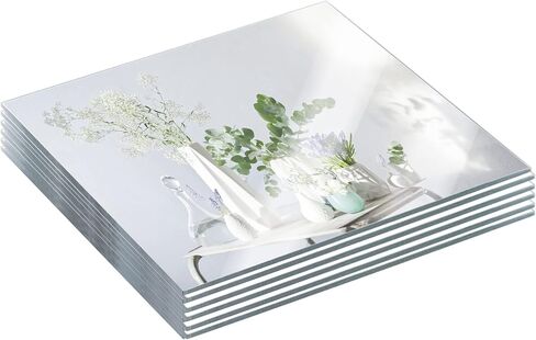 JAMBALAY 8" Square Mirror Centerpieces for Tables, Glass Mirror Plates for Table Centerpieces, Mirror Tray for Wedding & Party Decorations, 2mm Set of 12 Mirror Table Centerpieces for Tables in Saudi Arabia