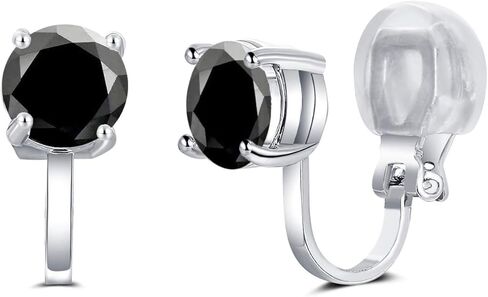 SELOVO Cubic Zirconia Blue 7mm Stone Clip On Earrings Stud Silver Tone in Saudi Arabia