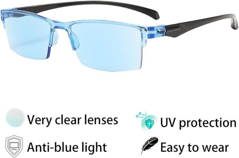 قطعتان من نظارات القراءة ذات التركيز التلقائي - نظارات ذكية ذاتية الضبط مضادة لقصر النظر الشيخوخي للضوء الأزرق، مساعدة الرؤية الذكية للرجال والنساء (أزرق) in Kuwait