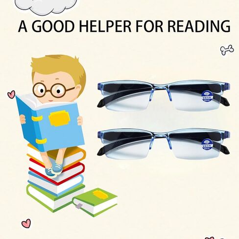 قطعتان من نظارات القراءة ذات التركيز التلقائي - نظارات ذكية ذاتية الضبط مضادة لقصر النظر الشيخوخي للضوء الأزرق، مساعدة الرؤية الذكية للرجال والنساء (أزرق) in Kuwait