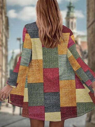 Women's Casual Plus Size Cardigans Color Block Soft Knit Cardigan Top Fall Fashion Outfits Clothes in Saudi Arabia
