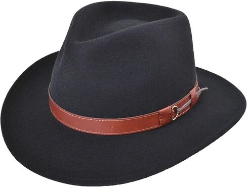 Outback 100% Wool Felt Hat for Women/Men Crushable Waterproof with Faux Leather | Wide Brim Fedora Cowboy Hat in Kuwait