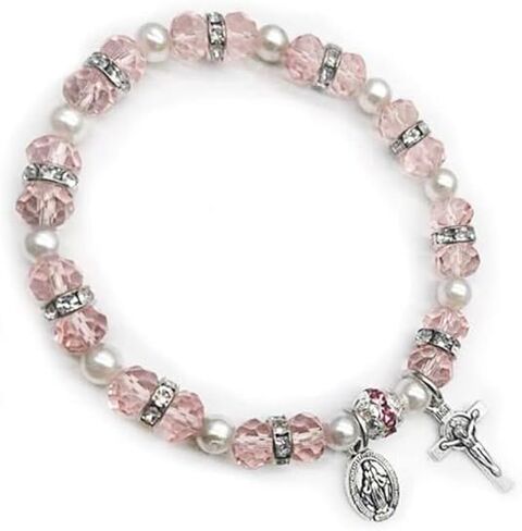 XAM Crystal Cross Bracelet Elastic Beads Stretch Rosary Bracelets Adjustable Minimalist Bracelet Women Jewelry in Saudi Arabia