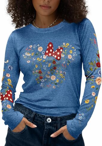 Flafens Long Sleeve t for Women - Crewneck Womens Graphic Tees Cotton Cute Cool Tshirts Teens Girls Girly in Kuwait