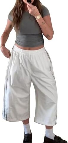 Women's Baggy Shorts Wide Leg Gym Pants Y2K Parachute Pants in Saudi Arabia