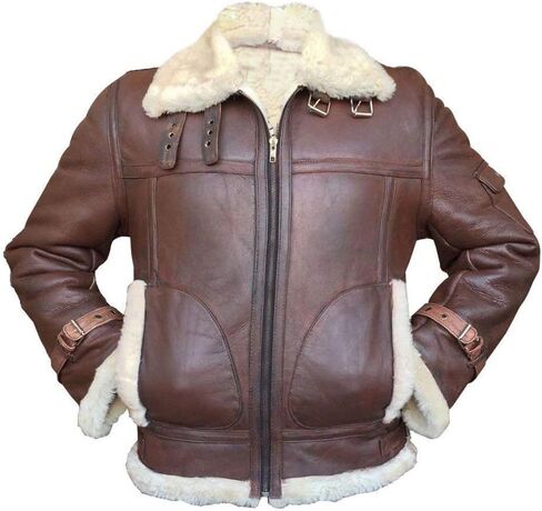J'Jackin Men's RAF B3 Sheepskin Aviator Flight Leather Bomber Jacket Coat With Removable Hood for Men in Saudi Arabia