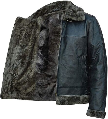 J'Jackin Men's RAF B3 Sheepskin Aviator Flight Leather Bomber Jacket Coat With Removable Hood for Men in Saudi Arabia