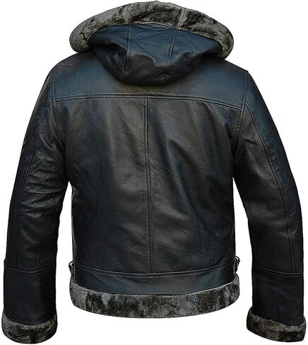 J'Jackin Men's RAF B3 Sheepskin Aviator Flight Leather Bomber Jacket Coat With Removable Hood for Men in Saudi Arabia