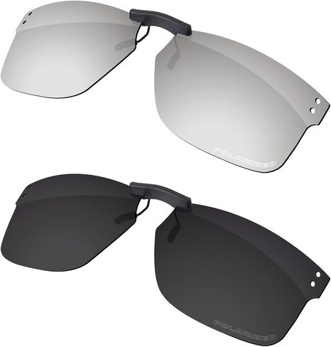Firtox Unisex Polarized Clip-on Sunglasses Clips for Oakley Holbrook OX8156-54, Protect Your Eyes - Solid Black & Silver Titanium in Saudi Arabia