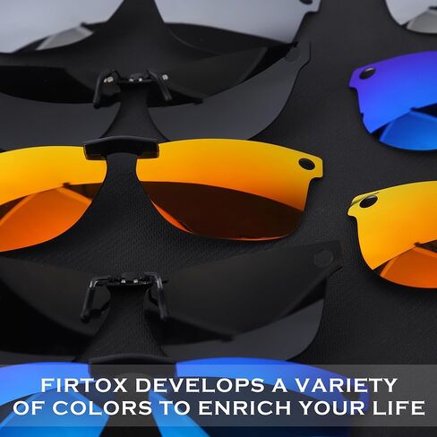 Firtox Unisex Polarized Clip-on Sunglasses Clips for Oakley Holbrook OX8156-54, Protect Your Eyes - Solid Black & Silver Titanium in Saudi Arabia