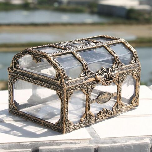 Crystal Storage Organizer Mini Case, Clear Pirate Treasure Chest, for Organizing Jewelry Gemstones Collectibles Or Souvenir Crafts, 10.5x8x6.5cm in Saudi Arabia