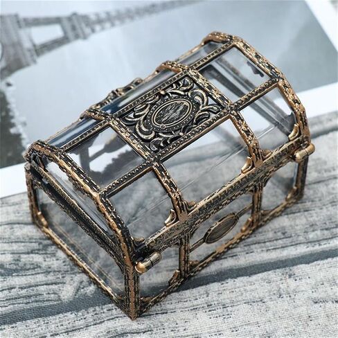 Crystal Storage Organizer Mini Case, Clear Pirate Treasure Chest, for Organizing Jewelry Gemstones Collectibles Or Souvenir Crafts, 10.5x8x6.5cm in Saudi Arabia